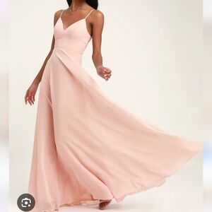 Lulus Romantic Ways Blush Pink Lace dress, EUC